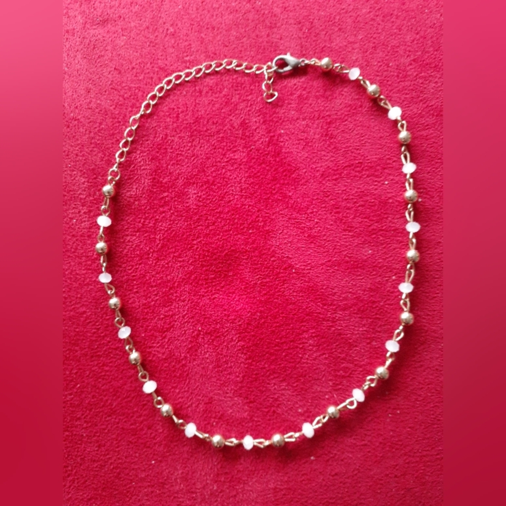 2/$20! Gold necklace with moonstone beads (adjustable), statement
